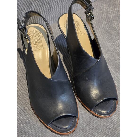 Vince Camuto Women's Leather Sandal Bootie Shoe 8M EU38.5 Navy. Very Good - Picture 3 of 13